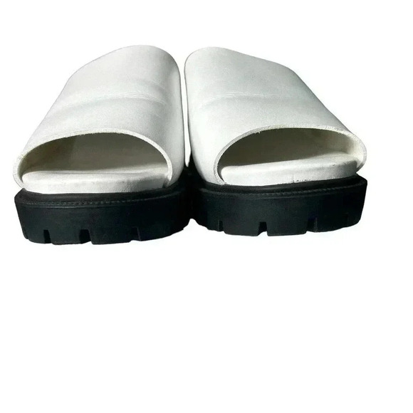 NORDSTROM BP Dionne Chunky Platform Slides Sandal - White, Black- Women size 8.5 - Picture 4 of 9